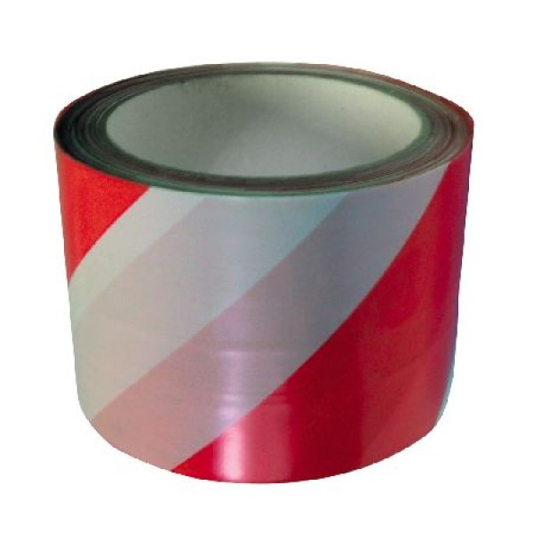 Banda avertizare bicolora rosu-alb 75mm x 100m pentru constructii