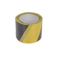 Banda avertizare bicolora negru-galben 75mm x 100m