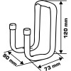 CARLIG PERETE TIP-U DUBLU 12MM / 12X7.3CM/9CM / 10KG