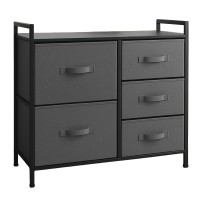 COMODA 5 SERTARE TEXTILE / 83X29X77CM - ANTRACIT/NEGRU