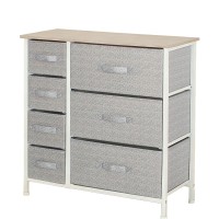 COMODA 7 SERTARE TEXTILE / 63X31X73CM - GRI/ALB