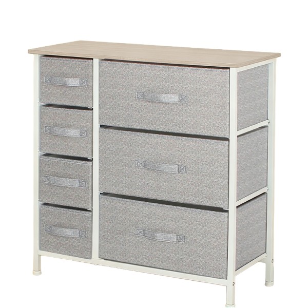 COMODA 7 SERTARE TEXTILE / 63X31X73CM - GRI/ALB COMODA 7 SERTARE TEXTILE / 63X31X73CM - GRI/ALB