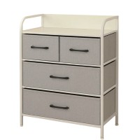 COMODA 4 SERTARE TEXTILE / 58X29X79CM - GRI/ALB