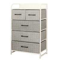 COMODA 5 SERTARE TEXTILE / 58X29X99CM - GRI/ALB