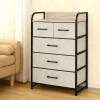 COMODA 5 SERTARE TEXTILE / 58X29X99CM - BEJ/NEGRU