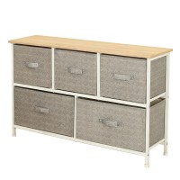 COMODA 5 SERTARE TEXTILE / 100X30X55CM - GRI/ALB