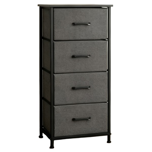 COMODA 4 SERTARE TEXTILE / 45X30X94CM - ANTRACIT/NEGRU