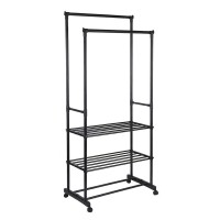 SUPORT HAINE DUBLU CU POLI?E - 78.5X41.5X165CM / 15KG