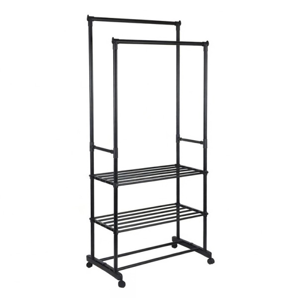 SUPORT HAINE DUBLU CU POLI?E - 78.5X41.5X165CM / 15KG