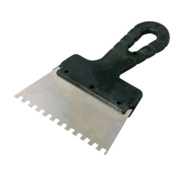 SPATULA INOX DINTATA CU MANER PLASTIC 250/8MM