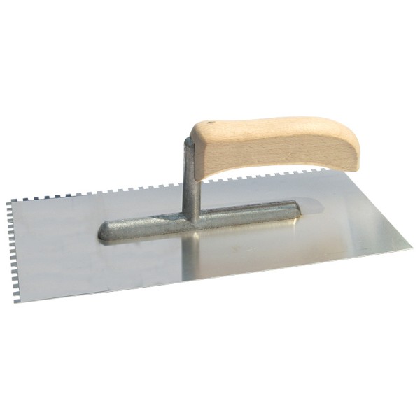 GLETIERA INOX DINTATA CU MANER LEMN 270X130/10MM GLETIERA INOX DINTATA CU MANER LEMN 270X130/10MM