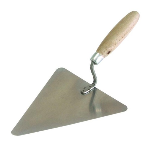 MISTRIE INOX TRIUNGHIULARA CU MANER LEMN 200X190MM MISTRIE INOX TRIUNGHIULARA CU MANER LEMN 200X190MM