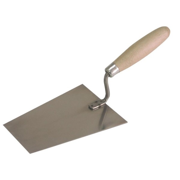MISTRIE INOX TRAPEZOIDALA CU MANER LEMN 160X130X80MM MISTRIE INOX TRAPEZOIDALA CU MANER LEMN 160X130X80MM