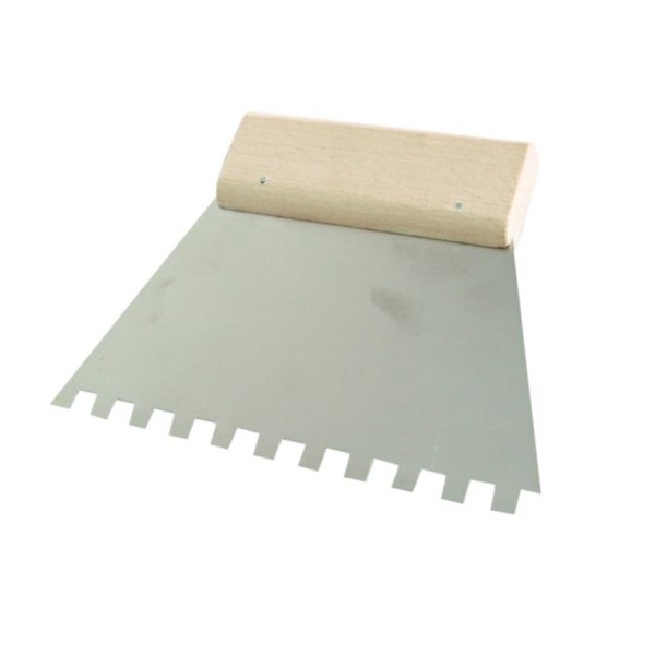 SPATULA INOX DINTATA CU MANER LEMN 180/8MM