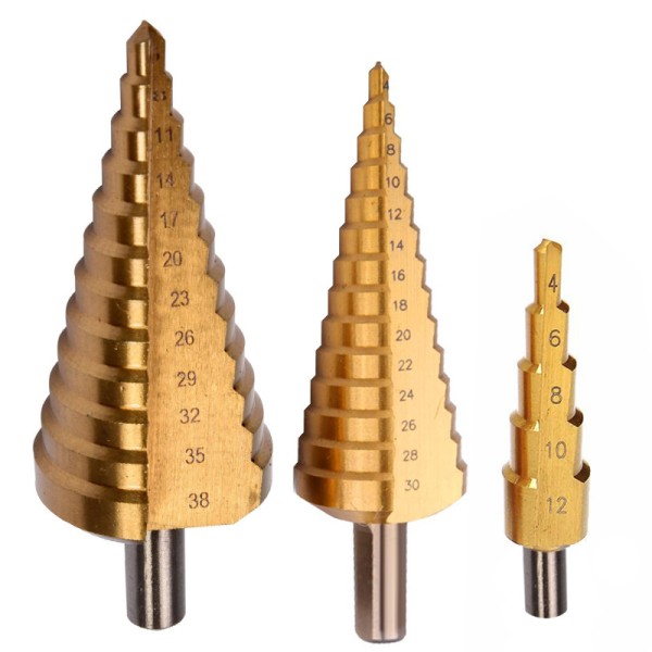 SET BURGHIE METAL HSS-TI CONICE IN TREPTE 4-38MM - 3P.