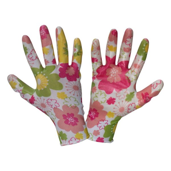 MANUSA NITRIL CU MODEL FLORAL ROZ - 7 MANUSA NITRIL CU MODEL FLORAL ROZ - 7