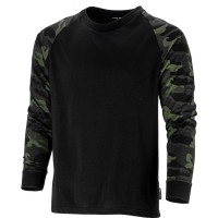 TRICOU BUMBAC CU MANECA LUNGA / NEGRU-CAMUFLAJ - 2XL