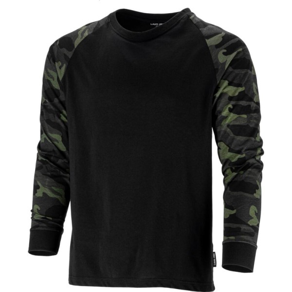 TRICOU BUMBAC CU MANECA LUNGA / NEGRU-CAMUFLAJ - 2XL TRICOU BUMBAC CU MANECA LUNGA / NEGRU-CAMUFLAJ - 2XL