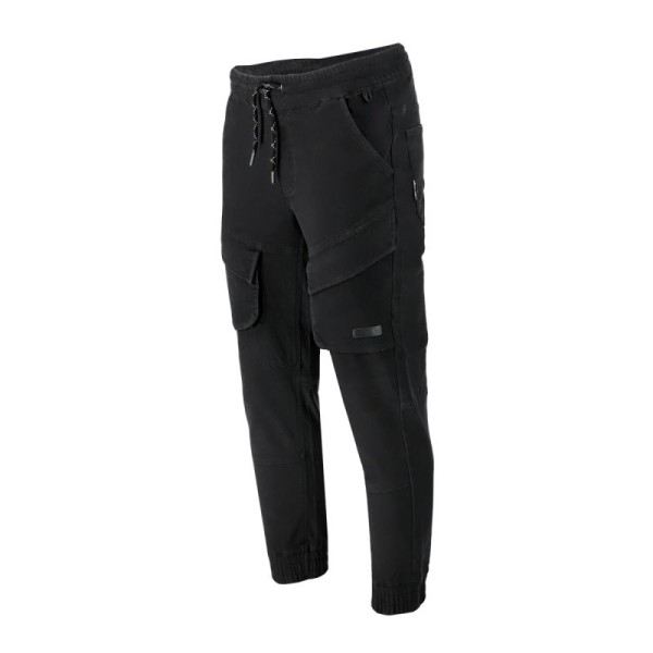 PANTALON ELASTIC CU SNUR SI MANSETE / NEGRU - 2XL