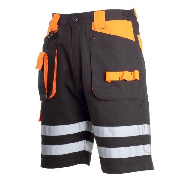 PANTALON SCURT CU REFLECTORIZANT NEGRU-PORTOCALIU - L PANTALON SCURT CU REFLECTORIZANT NEGRU-PORTOCALIU - L