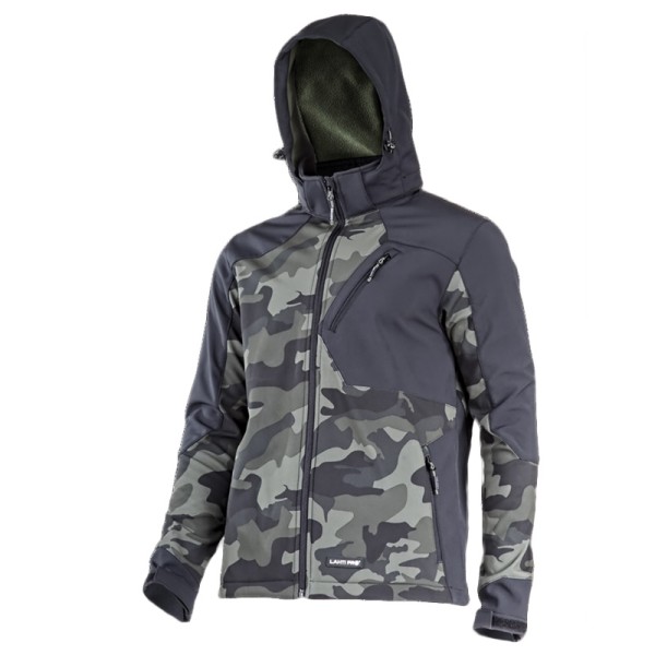 JACHETA ELASTICA CU GLUGA / CAMUFLAJ VERDE-NEGRU - 2XL