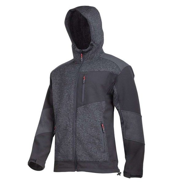 JACHETA ELASTICA TIP-SHERPA CU GLUGA / NEGRU - 3XL JACHETA ELASTICA TIP-SHERPA CU GLUGA / NEGRU - 3XL
