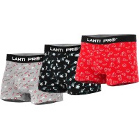 SET 3 BOXERI BARBATI CU MODEL NEGRU-GRI-ROSU - 2XL