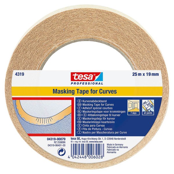 Banda adeziva mascare curbata 19mm / 25m - benzi pentru construcții Banda adeziva mascare curbata 19mm / 25m - benzi pentru construcții