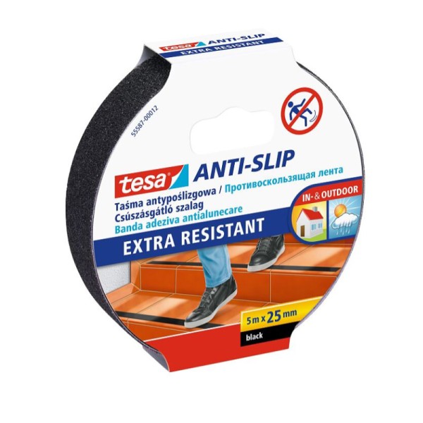 Banda adeziva antiderapanta 25mm / 5m - negru, rezistentă la apă și uv