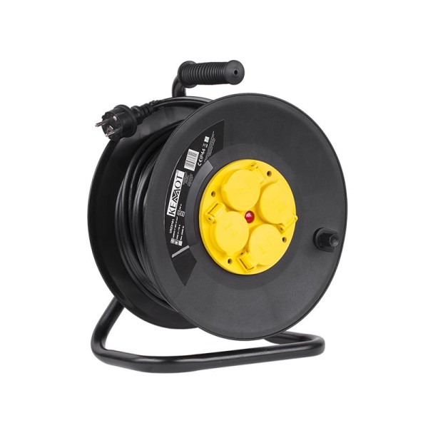 Prelungitor cu tambur 25m - 4 prize, 3x1.5mm², ip44