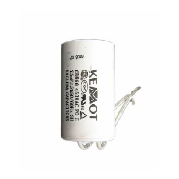 Condensator motor cu fir conector 7.50µf / 450v pentru aplicații electrice