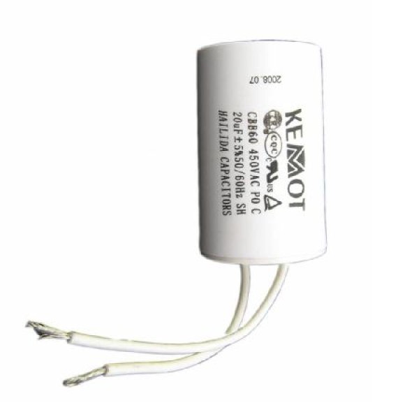 Condensator motor cu fir conector 20.00uf/450v pentru aplicatii electrice